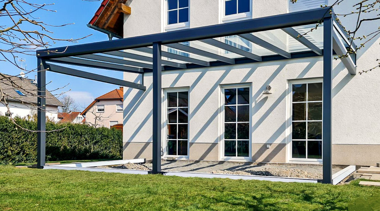 Alu Terrassenüberdachung 4m x 2m inkl. VSG Glas Eindeckung
