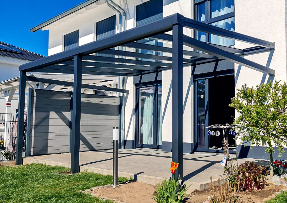 Alu Terrassenüberdachung 4m x 2m inkl. VSG Glas Eindeckung