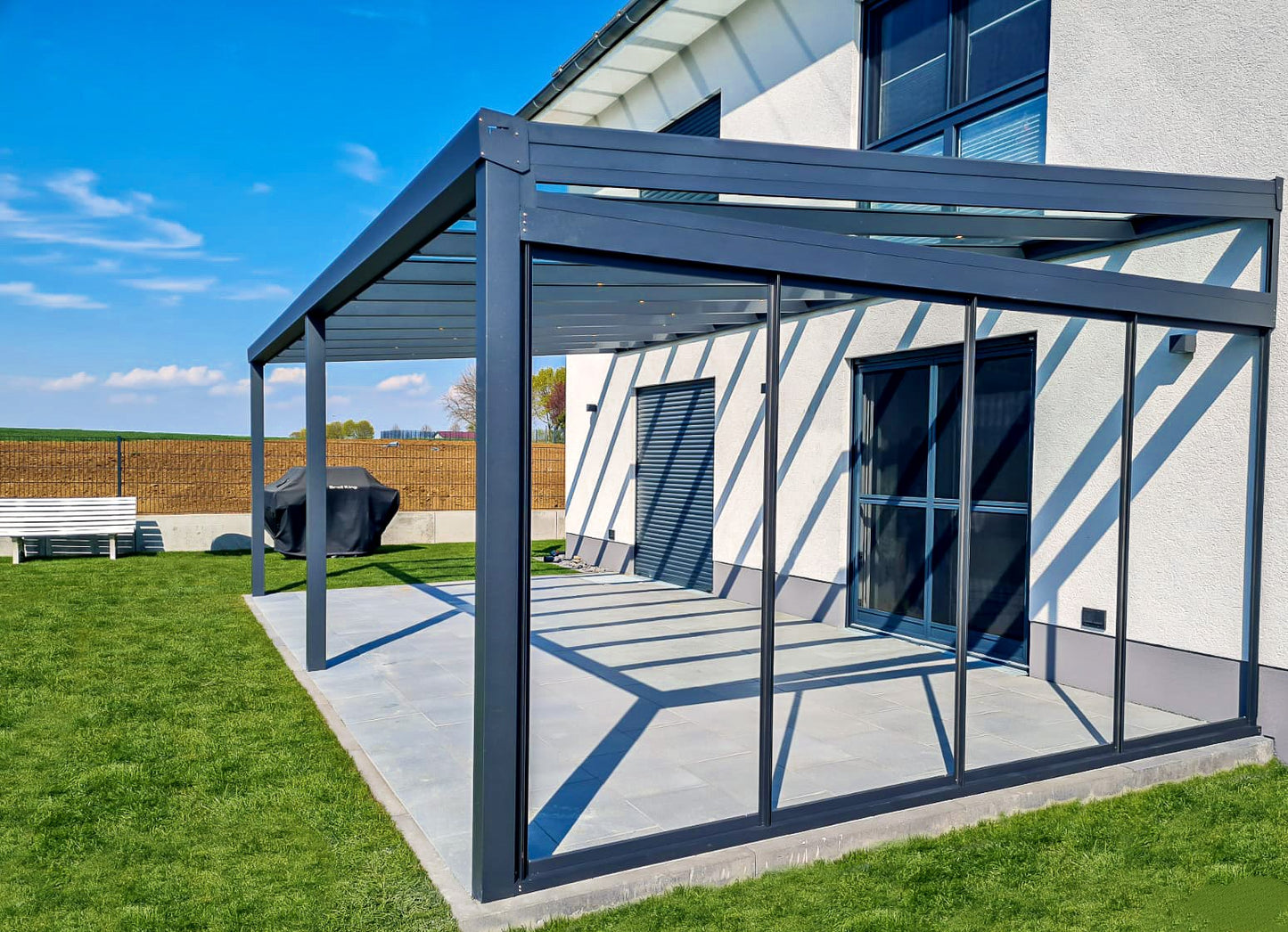 Alu Terrassenüberdachung 4m x 2m inkl. VSG Glas Eindeckung