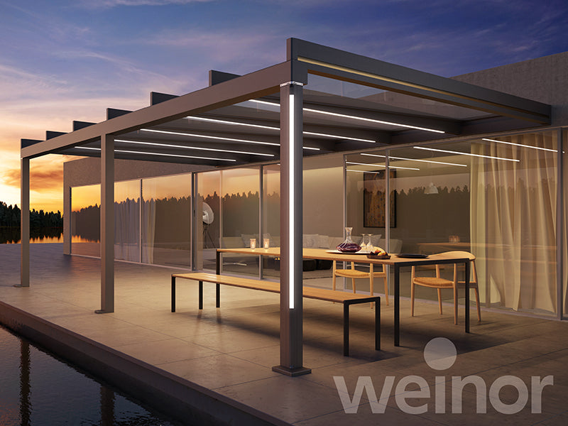 Weinor Terrazza Pure Terrassenüberdachung im kubischen Stil 6m x 4m, Glaseindeckung