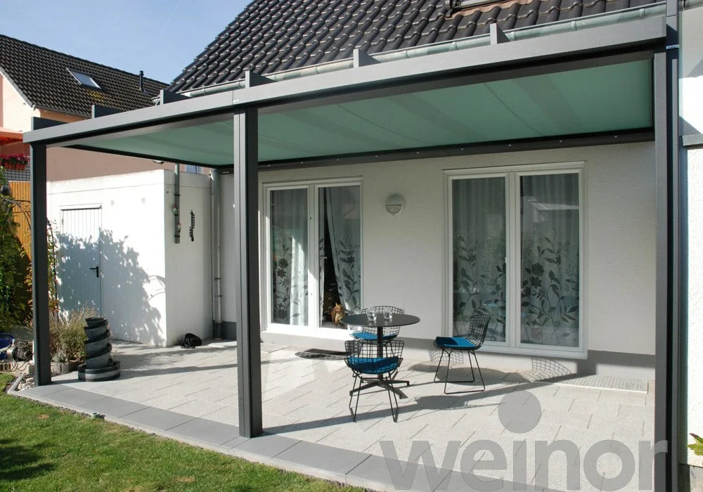 Weinor Terrazza Pure Terrassenüberdachung im kubischen Stil 6m x 4m, Glaseindeckung