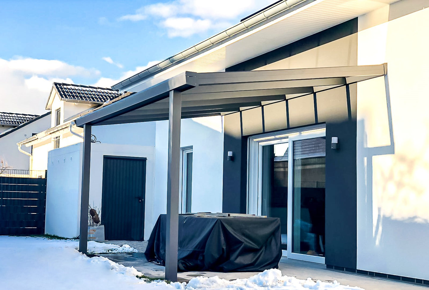 Alu Terrassenüberdachung 7m  x 2m inkl. VSG Glas Eindeckung