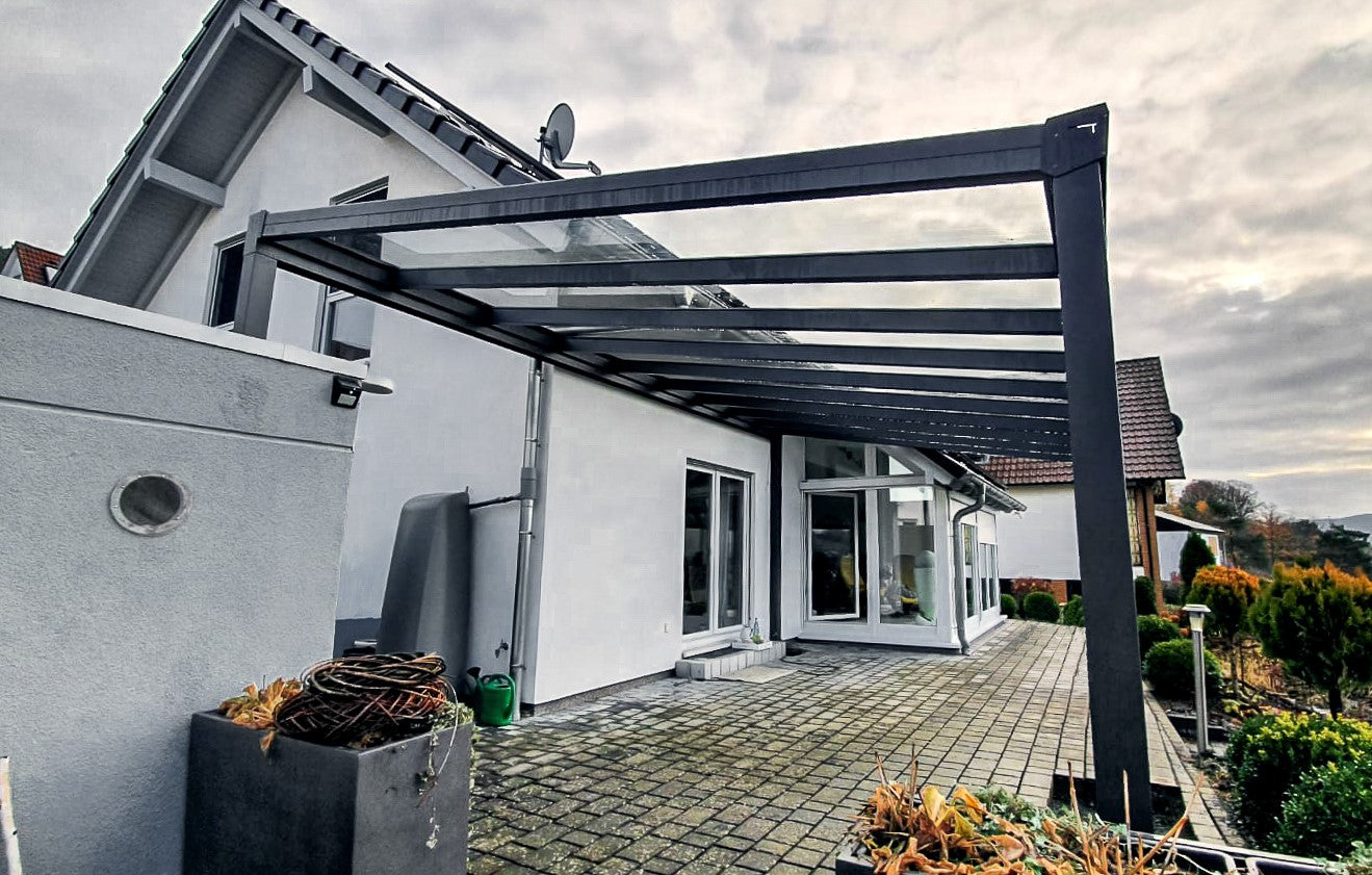 Alu Terrassenüberdachung 7m  x 2m inkl. VSG Glas Eindeckung